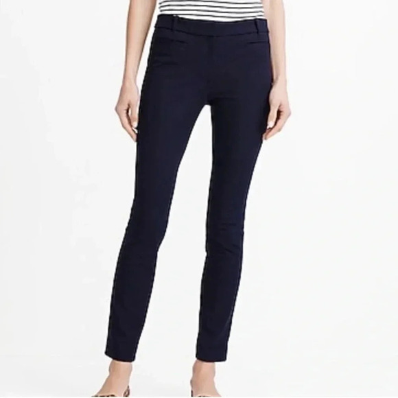 0679. J.crew NAVY BLUE TROUSER SIZE 10R STRAIGHT LEG ZIPPER AND HOOK/BAR CLOSURE - Picture 2 of 12